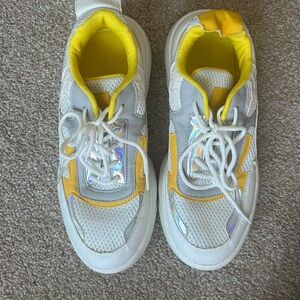 SHEIN White Yellow Silver Chunky Sneakers
